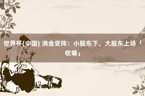 世界杯(中國) 消金變陣：小股東下，大股東上場「收編」