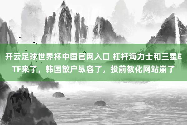 開云足球世界杯中國官網(wǎng)入口 杠桿海力士和三星ETF來了，韓國散戶縱容了，投前教化網(wǎng)站崩了