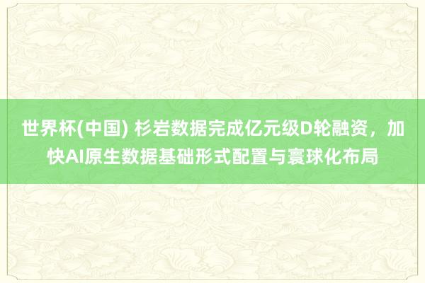 世界杯(中國) 杉巖數據完成億元級D輪融資，加快AI原生數據基礎形式配置與寰球化布局